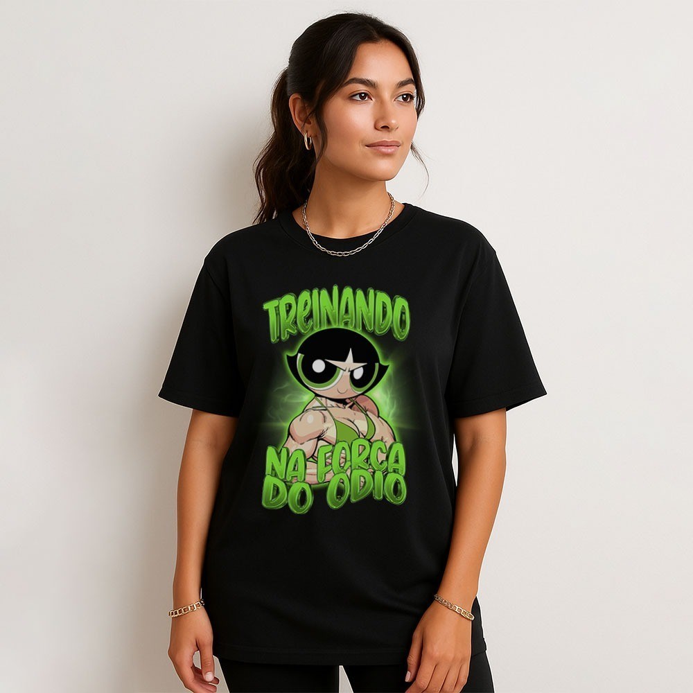 Camiseta Docinho Academia Oversized Roupas De Academia Look De Treino Super Poderosas Meme Estilo