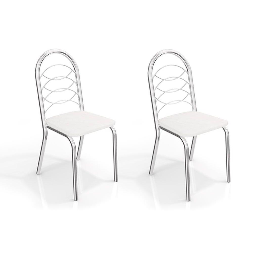 Kit 2 Cadeiras de Cozinha Holanda 2C009 2 Un Cromado/Courano Branco - Kappesberg em Oferta na Shopee