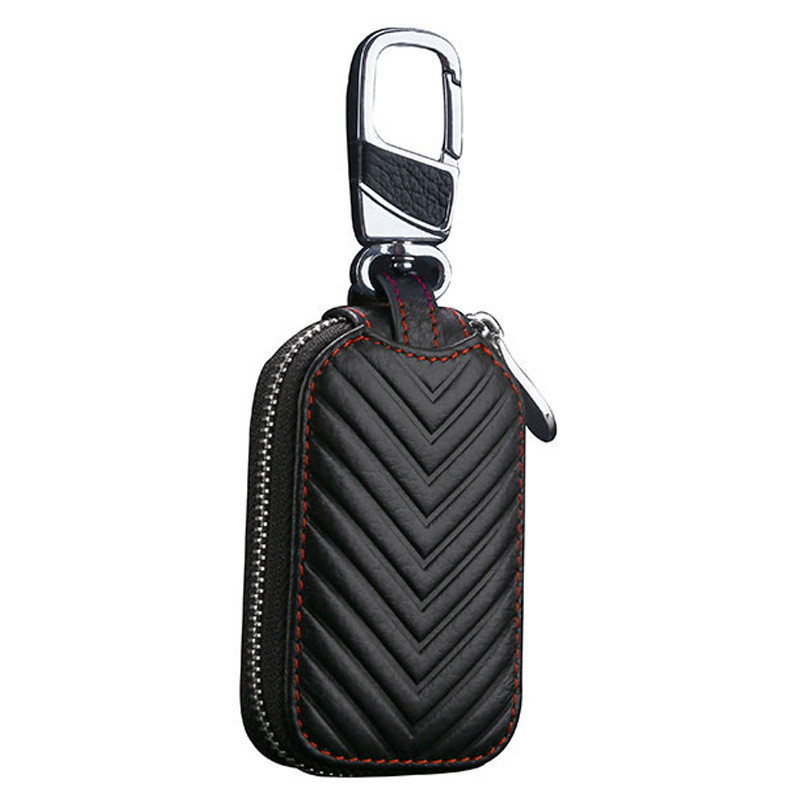 Estojo para chave de carro de couro genuíno genuíno moda padrão em relevo negócios couro cintura chave caso presente fáb