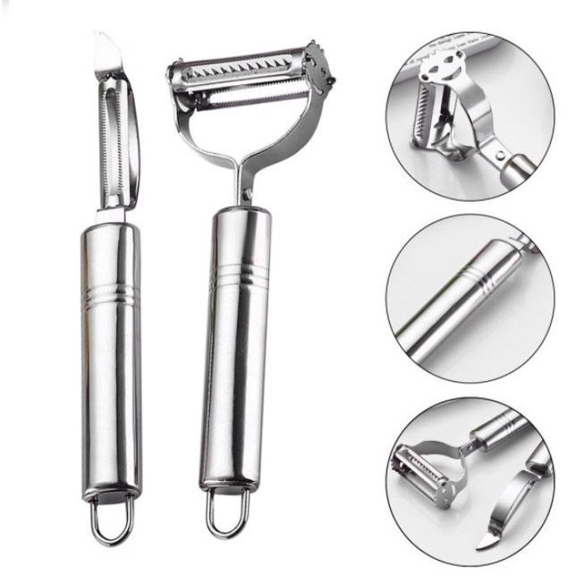 kit 2 Descascador de legumes frutas fatiador Profissional Manual Inox Cozinha Alimento lamina