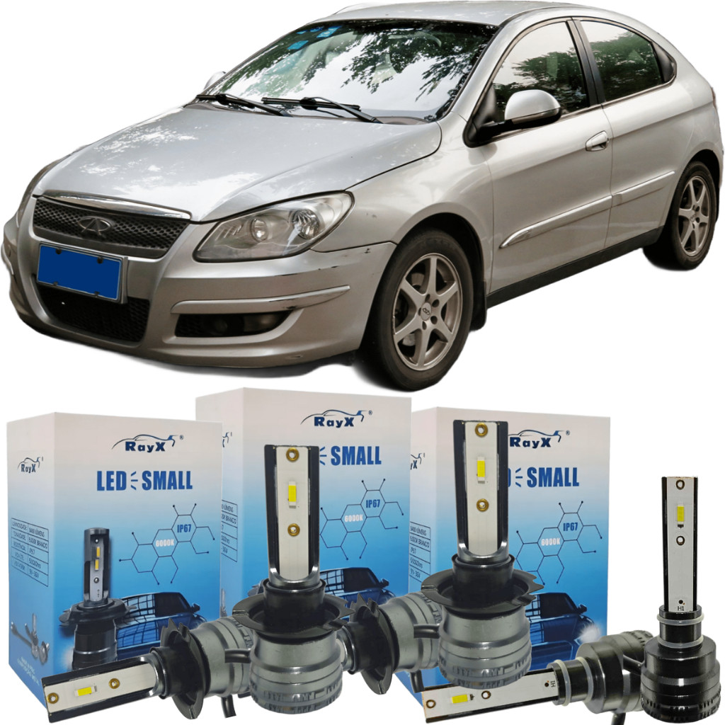 Kit Ultra LED Small 6000k 8400 Lumens Chery Cielo 2011 à 2012 Farol Alto Baixo Milha RAYX