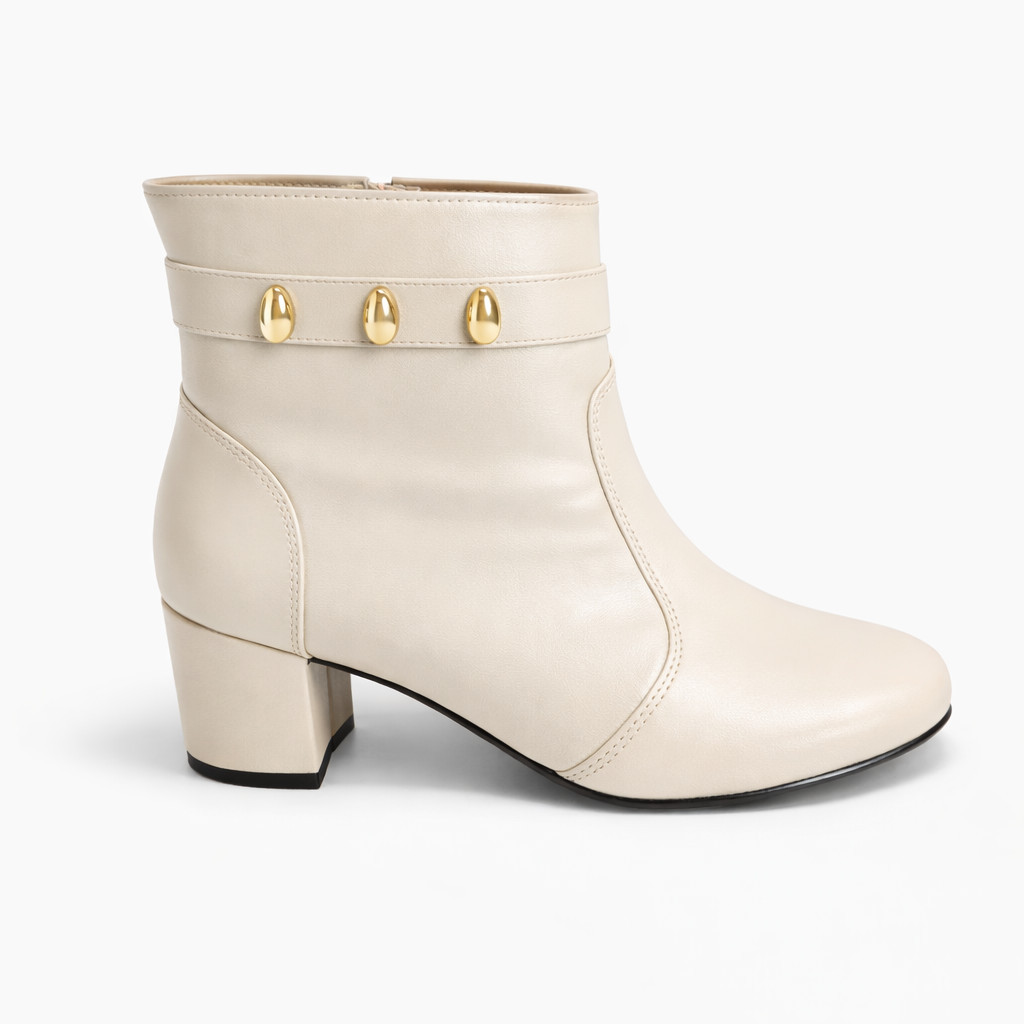 Bota Feminina Cano Curto Salto Bloco 5cm Confortável Casual Tira Removível Elegante Versátil 2 em 1