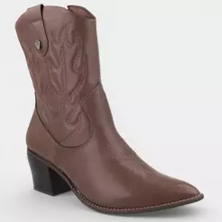 Bota Via Marte Western Cano Médio Couro Feminina