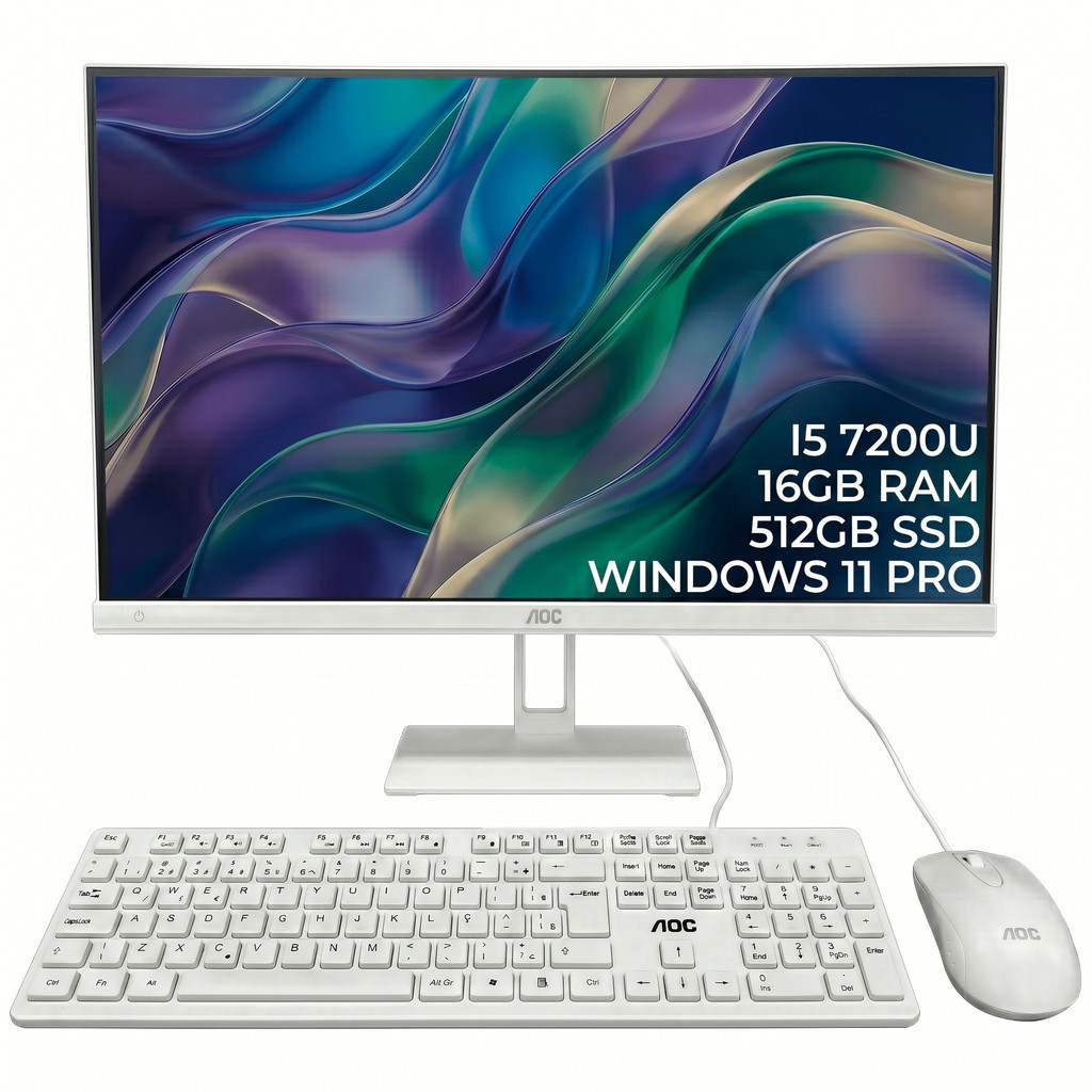 All In One AOC Computador Intel Core I5 7ª Geração SSD 512GB 16GB RAM DDR3 Tela 27” Win 11 Pro Completo C/ Mouse+Teclado