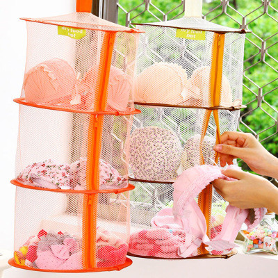 Cesta de roupas de três camadas com zíper à prova de vento, cesta suspensa, roupa íntima, sutiã, cesta de roupas, Anti-M