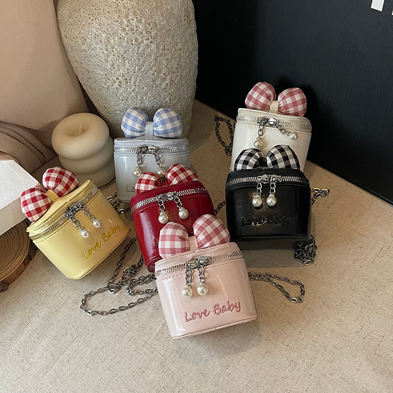 Verão novo estilo infantil na moda bebê doce menina estilo bolsa de ombro Bowknot moda Mini menina saco do mensageiro