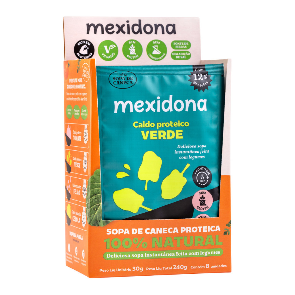 Caldo Proteico Verde 30g Mexidona 8un Prático e Leve