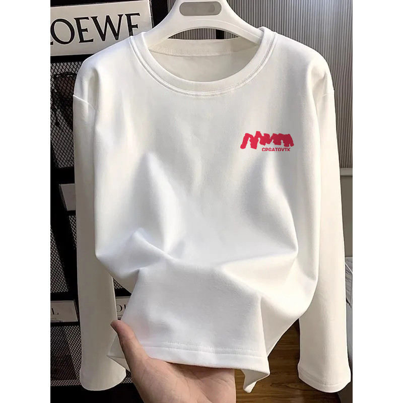Camiseta de manga comprida masculina feminina primavera outono inverno novo estilo ins na moda solta All-Match juventude
