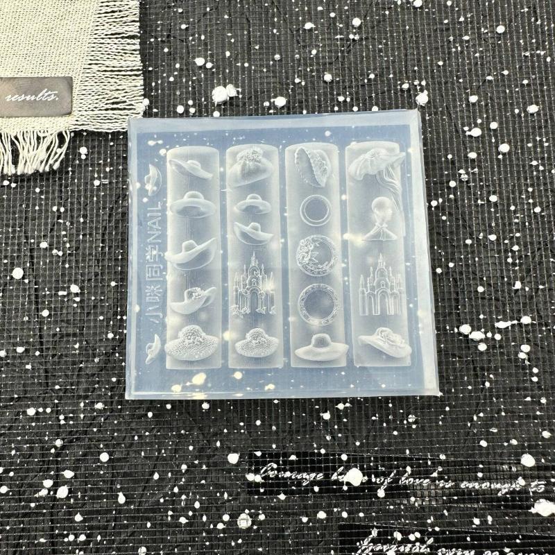 Decorador Máscara Saia 3D Molde De Silicone Decorações Da Arte Do Prego DIY Manicure Ferramenta Design Castelo Chapéu Tr
