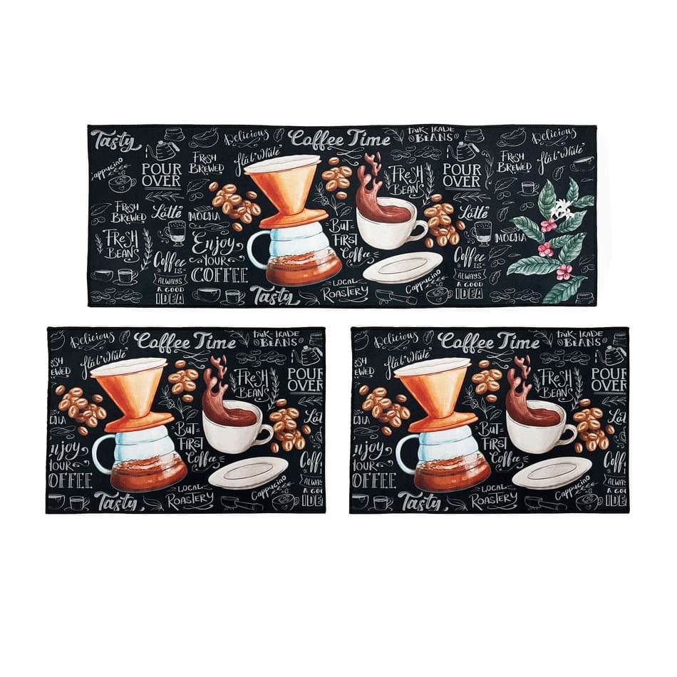 Tapete De Cozinha Antiderrapante Mosaico Jogo 3 Pçs Allegra Jolitex Ternille Lavável Resistente Decorativo Passadeira