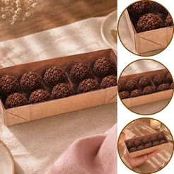 10~40 CAIXA P/ 10 DOCES C/ VISOR KRAFT 20X8X4 4662 (IDEIA) CHOCO