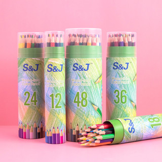 Conjunto de lápis de cor oleosa 12 cores pintura de estudante 18 cores 24 cores 36 cores lápis para colorir barril cor c