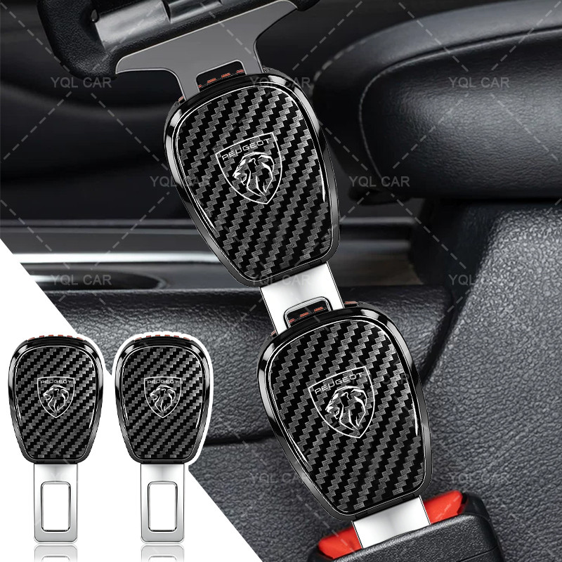 1/2 Pçs De Fibra Carbono Assento Do Carro Fivela Extensor Plugue Segurança Para Peugeot 206 207 208 306 307 308 407 408