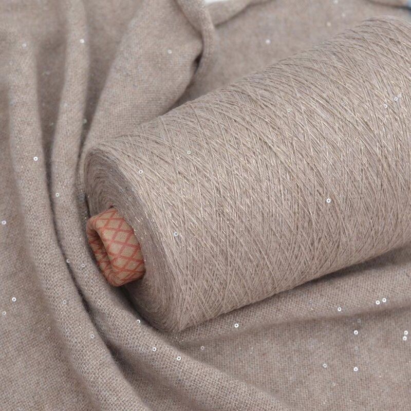 Lantejoulas cashmere seda brilhante cashmere lantejoulas máquina de lã tricô mão tricô tricô fio fino tricô camisola cic