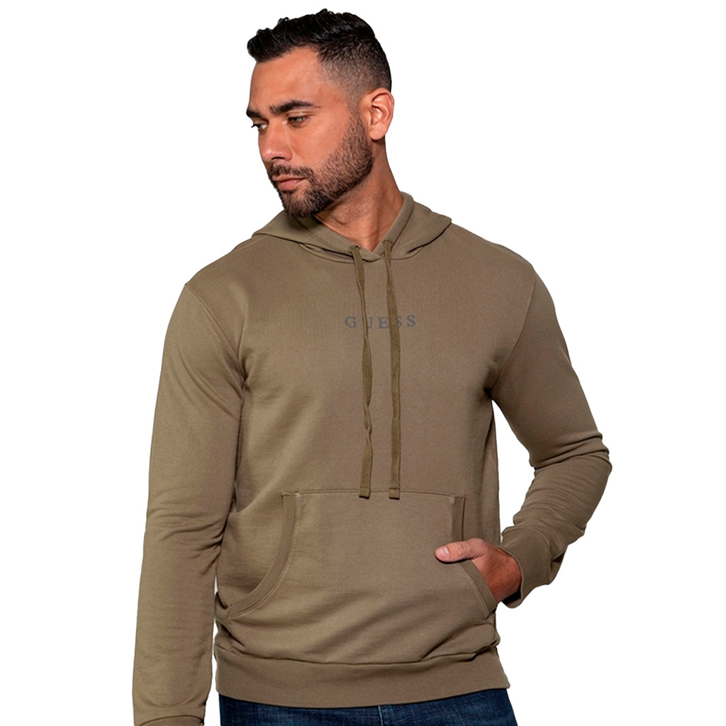 Moletom Guess Masculino Hoodie Small Logo Silk Verde Militar