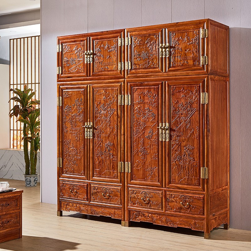 Guarda-roupa de mogno ouriço vermelho sândalo caixa superior armário grande guarda-roupa quarto jacarandá madeira maciça