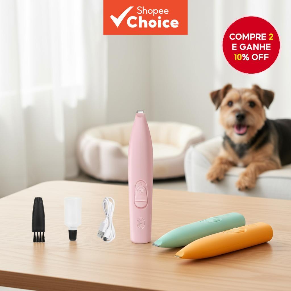  Aparador Elétrico Sem Fio para Tosa de Animais de Estimação Kit de Cortadores de Pelos de Patas de Cães Recarregável