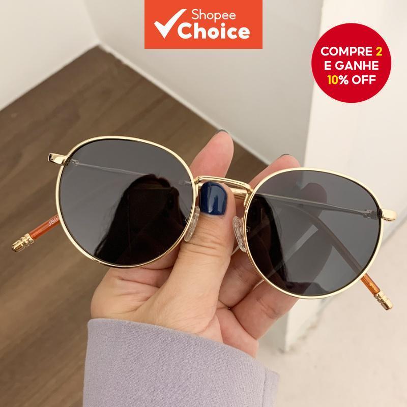 Óculos De Sol Redondos Retrô Inspirados Em Coreano Para Mulheres Com Proteção UV Uso Diário E Externo em Oferta na Shopee