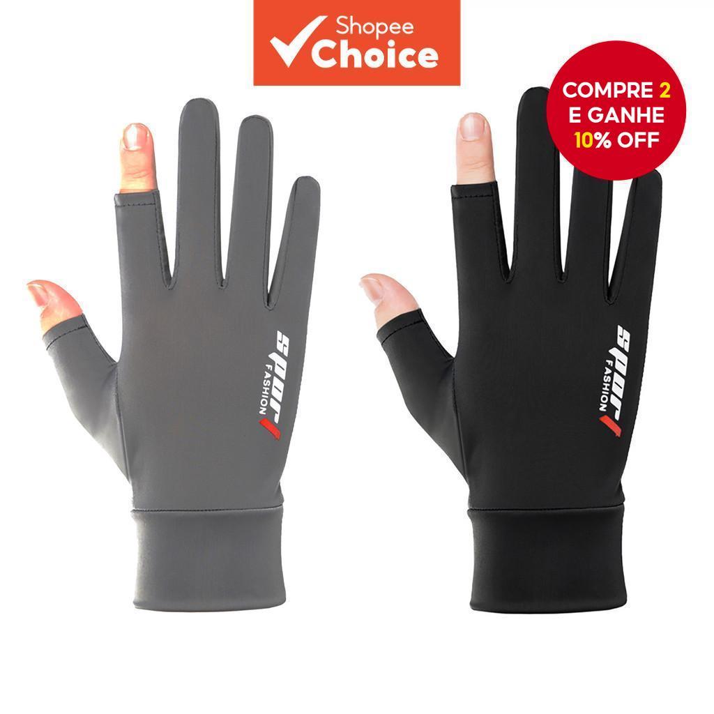 2 Corte Dedo Luvas De Pesca De Seda Gelo Masculino Feminino Antiderrapante Anti-UV Verão Esporte Ciclismo Motocicleta em Oferta na Shopee