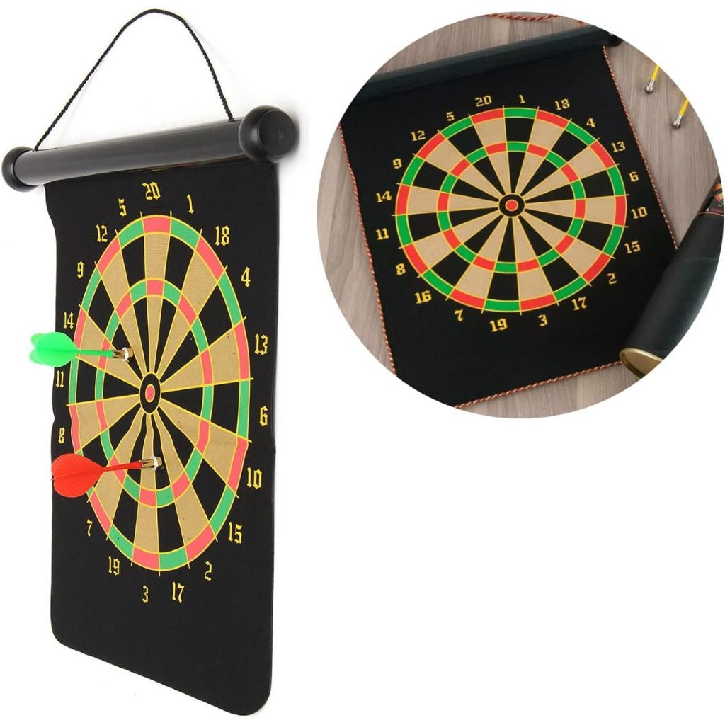 Jogo De Dardos Tiro ao Alvo Magnético Profissional Dupla Face Dobrável 38x45