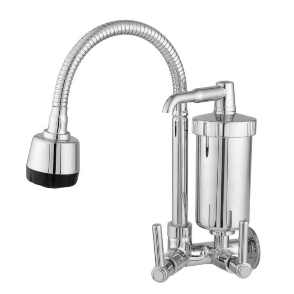 Torneira Com Filtro Cozinha Gourmet Flexivel Parede Bica Movel 1/4 De Volta Abs Cromado em Oferta na Shopee