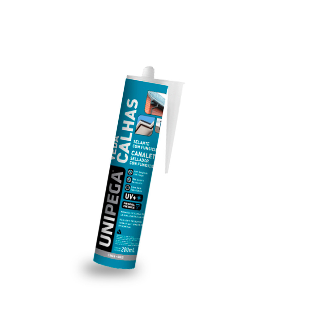 Veda Calhas Unipega 280ml Cinza – Selante com Fungicida, Resistência e Proteção