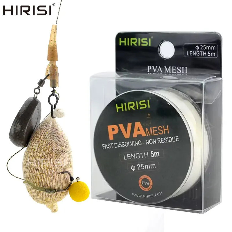 1 unidade de rede PVA para pesca de carpas 25mm*5m, refil de PVA para isca de pesca, boilie e pellet 7GLV&&&&*--&*&** --