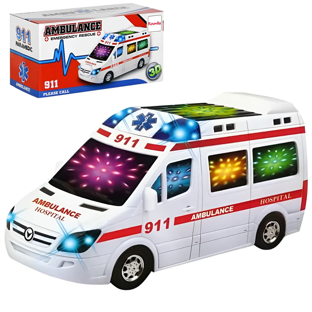 Carrinho Ambulância Van Samu Som Luz Sirene Bate e Volta Brinquedo Diversão Para Crianças Kizumba em Oferta na Shopee