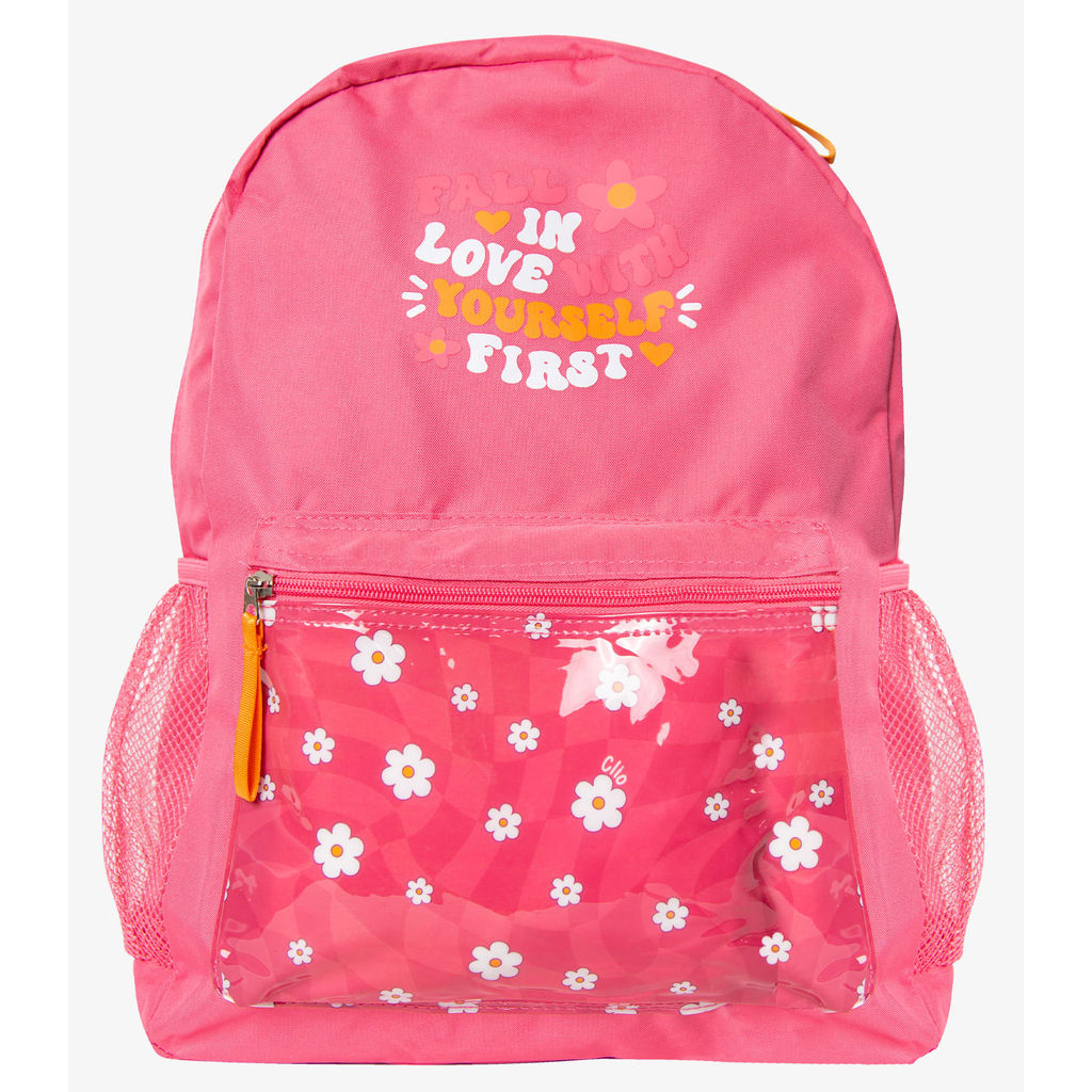 Mochila Escolar Feminina Estampada Flores Clio Rosa