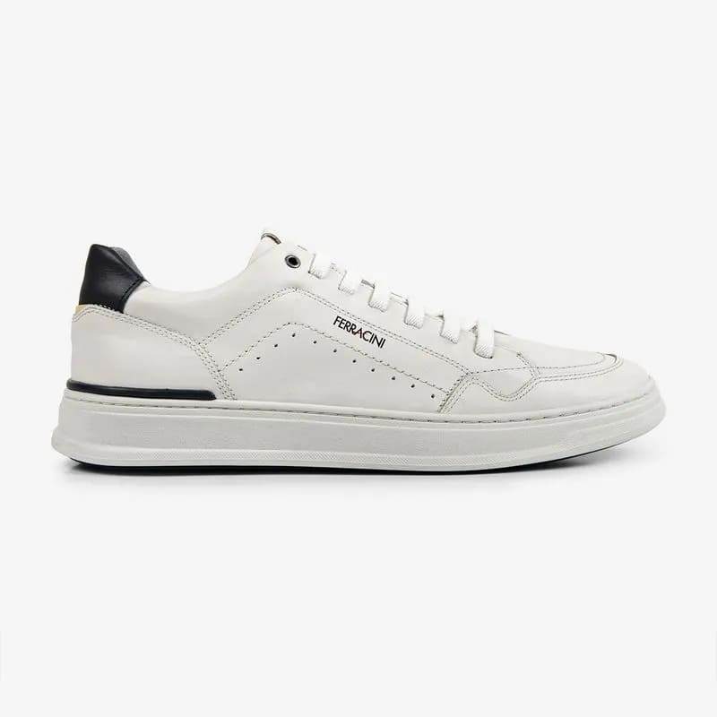 Sapatênis Ferracini Gold Masculino Branco Couro Original Casual