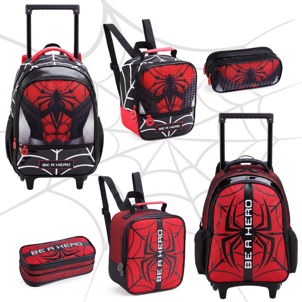 Mochila Mala Rodinhas Lancheira Termica Estojo Aranha Spider Homem Kit em Oferta na Shopee