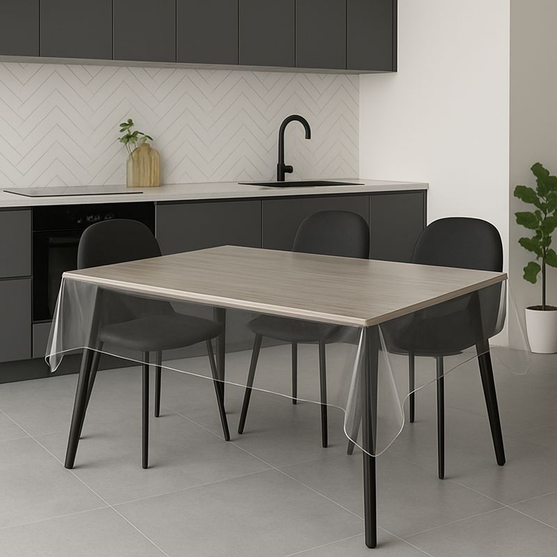 Toalhas de Mesa Transparente Cristal PVC  Impermeável por Metro, 4,6,8,10 cadeiras