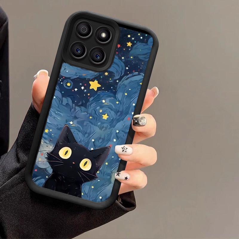 Capa Para MOTO G84 G54 G10 G14 G15 G22 G24 G34 G35 G53 G60 G75 EDGE 50 Ultra E13 E14 Bonito Céu Estrelado Gato Preto Cas