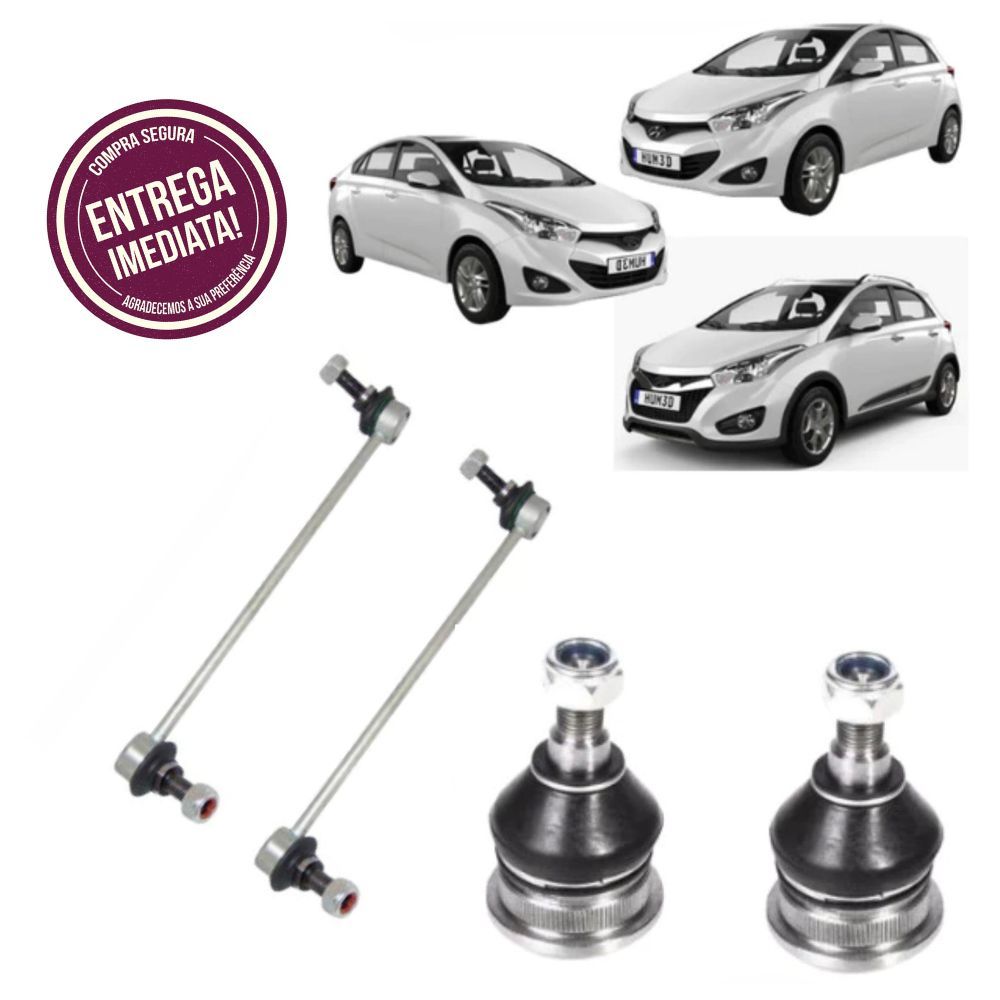 Kit 2 Pivos Inferior 2 Bieletas Hyundai HB20 2012 a 2019 HB20S 2012 a 2019 HB20X 2012 a 2019