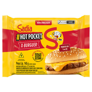 Sanduíche congelado x-burguer Hot Pocket Sadia 145g