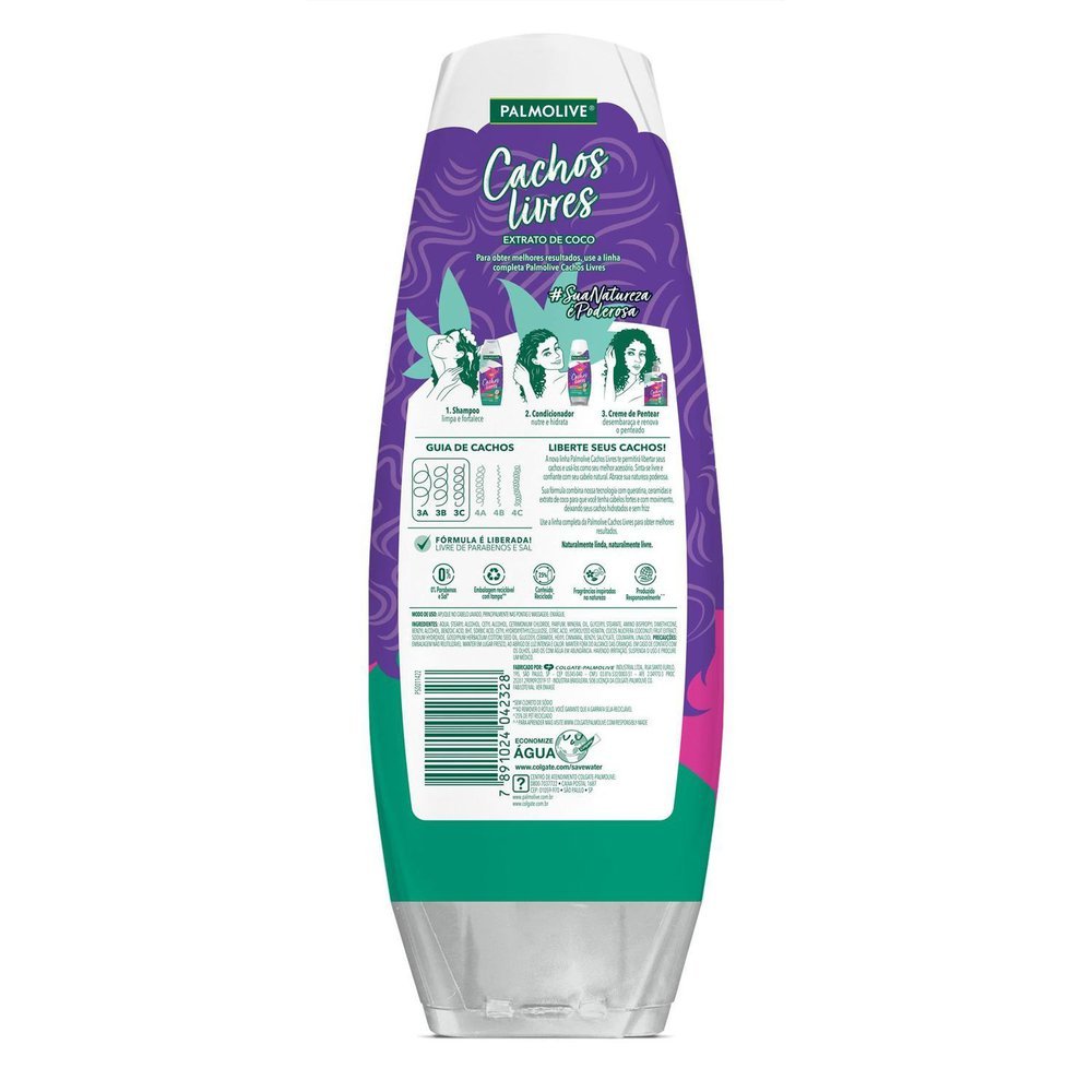 Detalhes do Condicionador Palmolive Cachos Livres Extrato de Coco 350ml