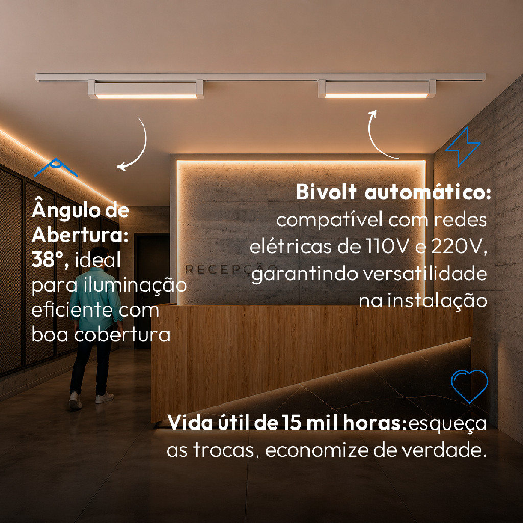 Spot Led Para Trilho Authentic Linea 40w 2700k Branco Quente 110v/220v Bivolt Branco Cod: 910190376 Deluxe By Avant — imagem 2 de 2