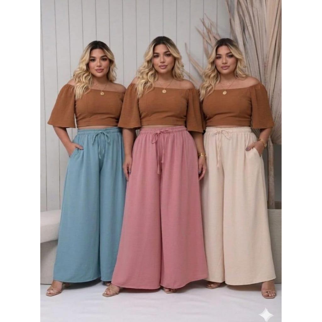 Calça Pantalona Plus Size Feminina Elegante Tendência Moda Blogueira 2026