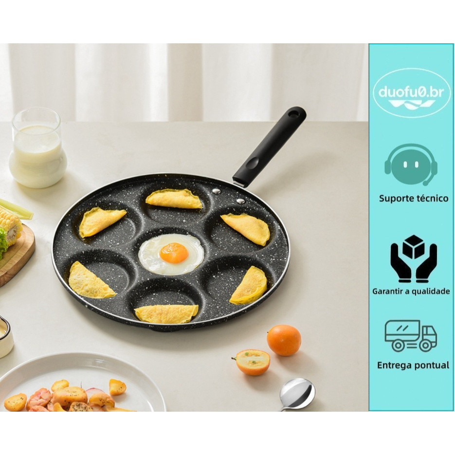 Frigideira antiaderente multifuncional, 4 furos ou 7 furos - Omelete, rolo de omelete, hambúrguer