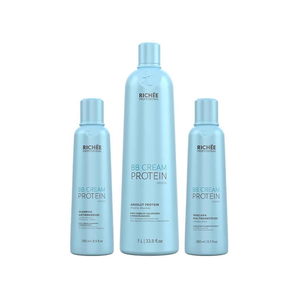 Richée Professional Kit Sh. Ant. 250ml, Absolut Protein 1L e Másc. BB Cream 250ml
