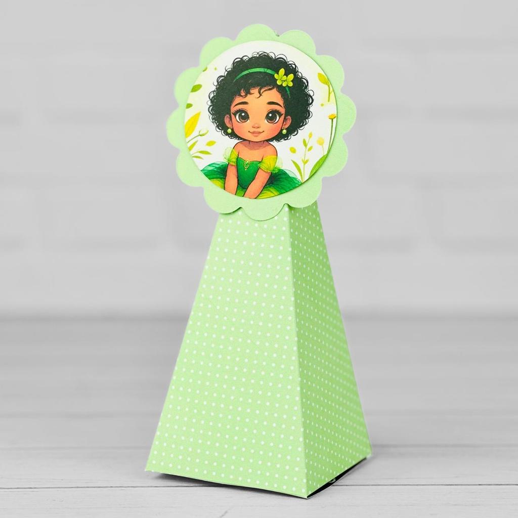 10 Caixinhas Tema  TIANA ´PRINCESA E O SAPO - Lembrancinha Festa Infantil Decoração Aniversário Caixa Pirâmide 