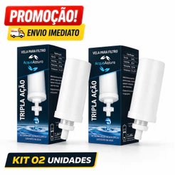 Kit 2 Vela Tripla Ação Alcalina, Carvão Ativado e Prata Coloidal Compatível em Todos Filtro De Barro
