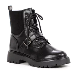 Bota Coturno Anacapri Tratorada Com Fivela Preto - Feminino