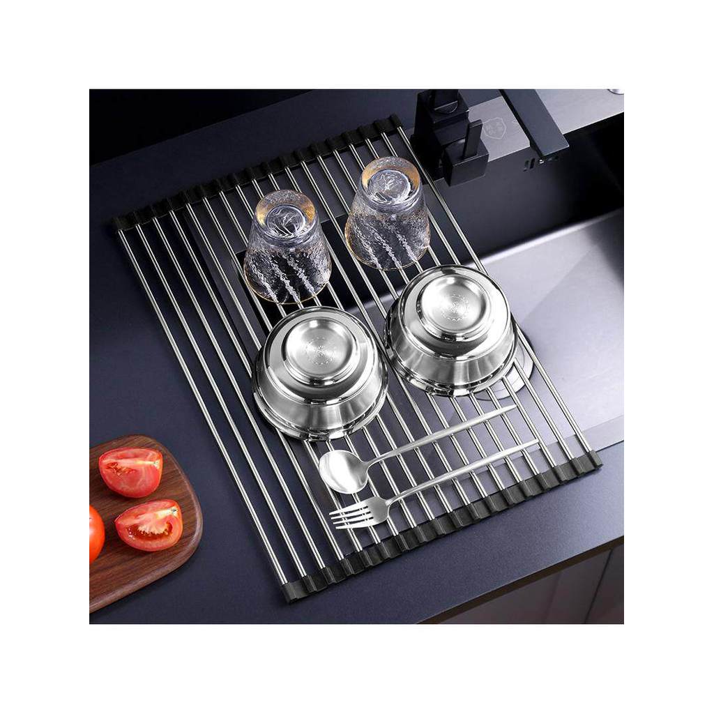 Rack De Secagem De Pratos Para Pia De Cozinha De Silicone Retrátil Dobrável