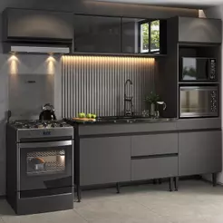 Armário de Cozinha Modulada Completa 251,5cm Milano Multimóveis MP2395