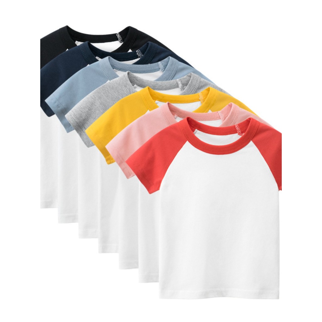 27 crianças meninos puro algodão estilo fino roupas infantis verão manga curta camiseta cor sólida sem padrão bloqueio d