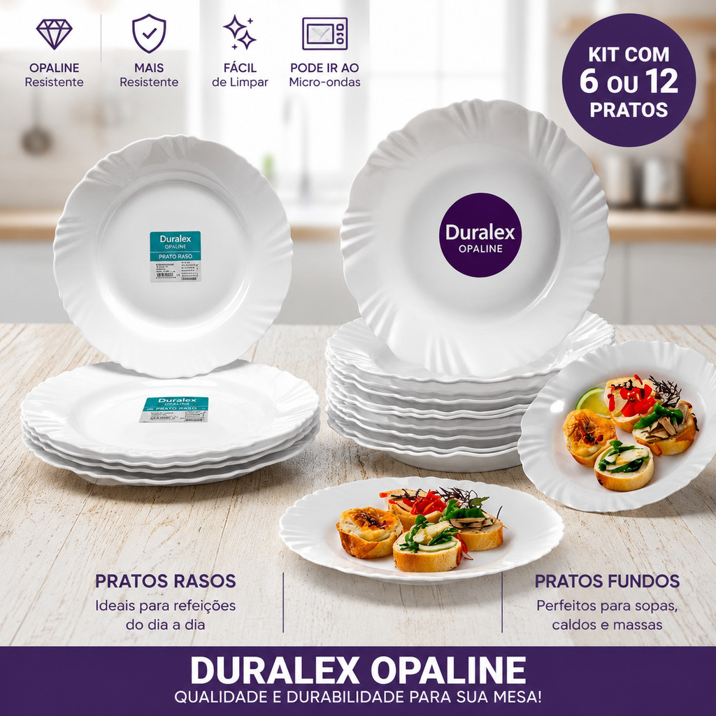 Conjunto com 4, 6 ou 12 Pratos Nadir Pétala – Escolha Raso/Fundo