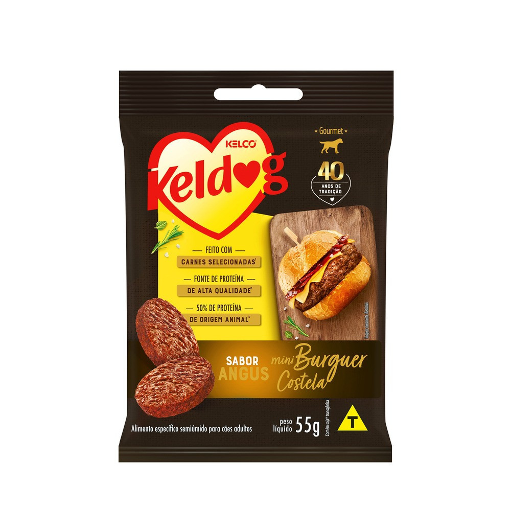 Keldog Mini Hamburguer para cães sabor Costela Angus - 55g