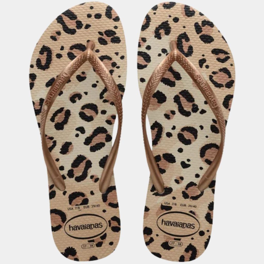 Chinelo Havaianas Slim Animals Feminino - Marrom Claro