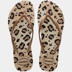 Chinelo Havaianas Slim Animals Feminino - Marrom Claro